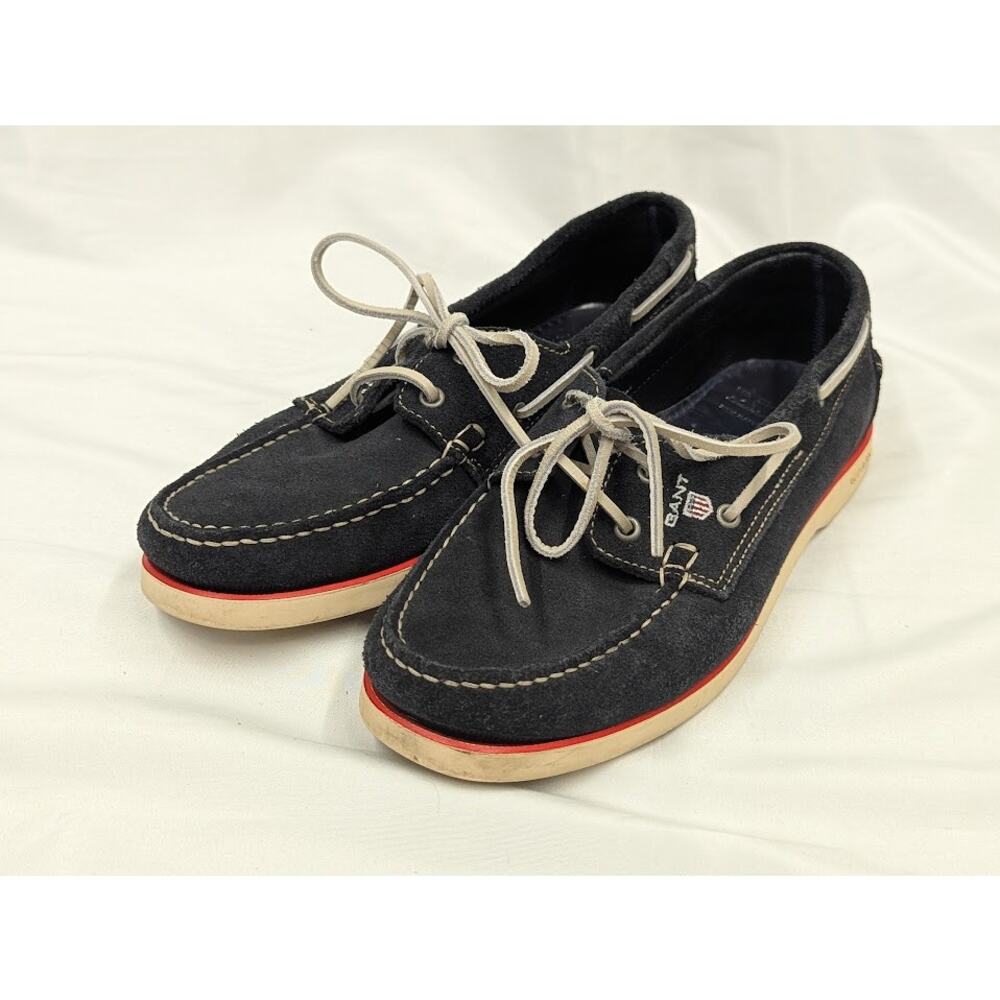 GANT Loafers Men's Moccasin Driving Shoes White Navy Leather Size 8 US